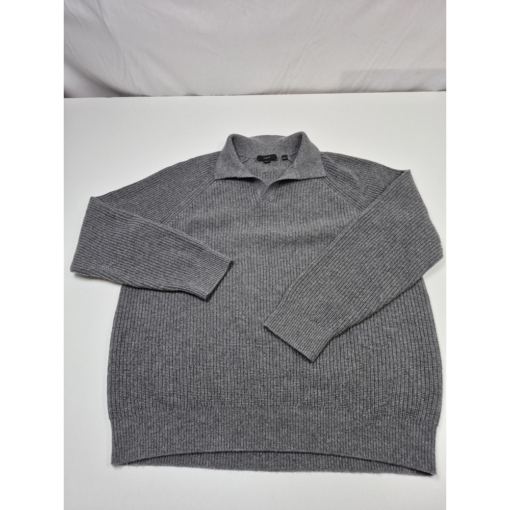 Vince Sweater Mens XL Gray Wool Cashmere Collared Heavyweight Knit Pullover